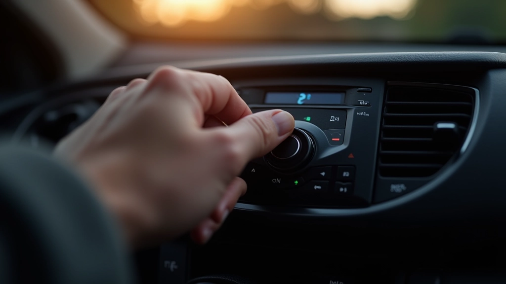 Juhi käsi muudab temperatuuri regulaatorit autode kliima kontroll paneel, detailne vaade