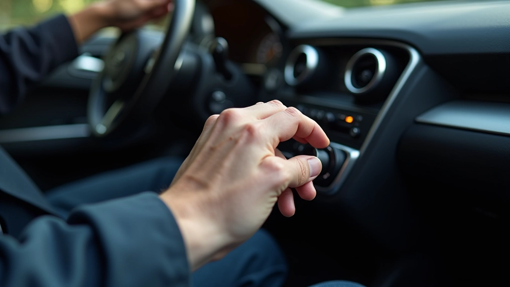 Juht reguleerib autosoojenduse temperatuuri — käed armatuuril